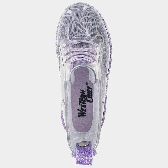Western Chief Baby/Toddler Girls' Light Up Heart Glitter Rain Boots - Purple - Picture 6 of 8
